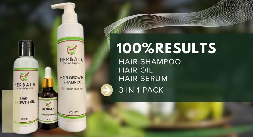 Herbala Natural Organics , 3 In 1 Pack Of Hair Products Oil + Serum + Shampoo