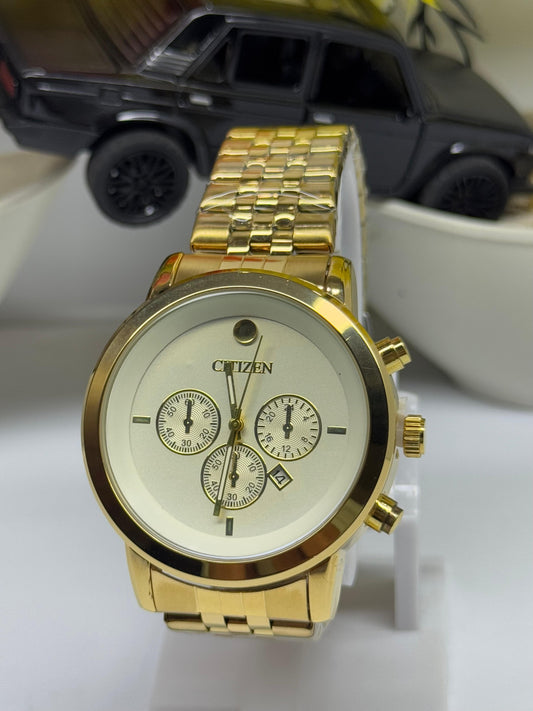 Citizen Gold Chronograph Style Watch – Date Display