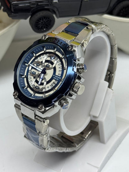 X-GEAR Automatic Watch Blue Bezel Skeleton Dial