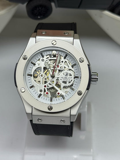 Hublot AUTOMATIC WATCH  Silver Case / Black Strap