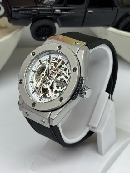 Hublot AUTOMATIC WATCH  Silver Case / Black Strap