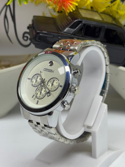 Citizen Silver Chronograph Style Watch – Date Display