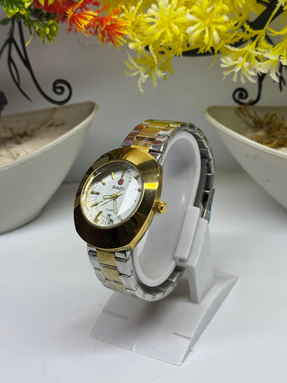 Rado For Men Gold & Silver Tone Watch (White Dial)