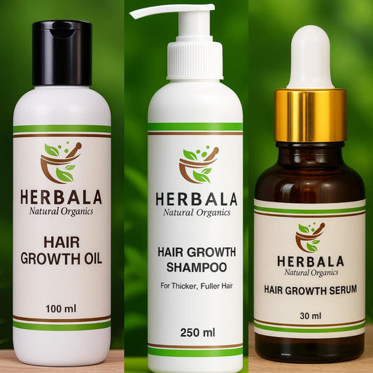 Herbala Natural Organics , 3 In 1 Pack Of Hair Products Oil + Serum + Shampoo