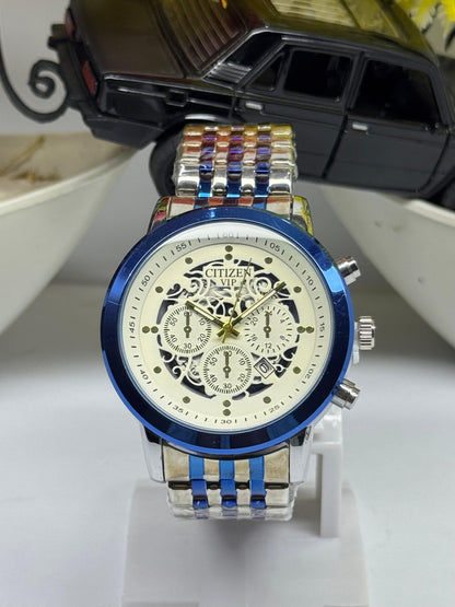 Citizen VIP Skeleton Watch – Blue/Steel Strap